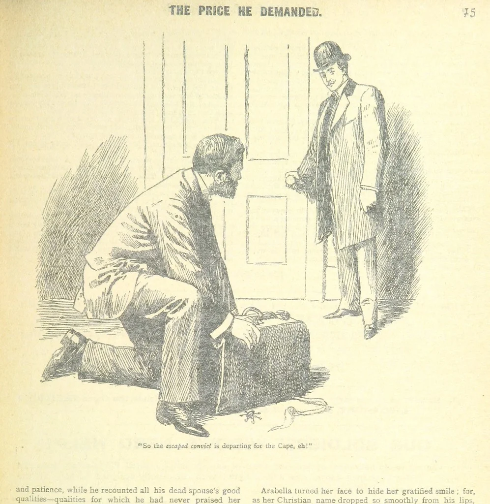 An illustration from Thrilling Life Stories for the Masses, 1892, leaf 63