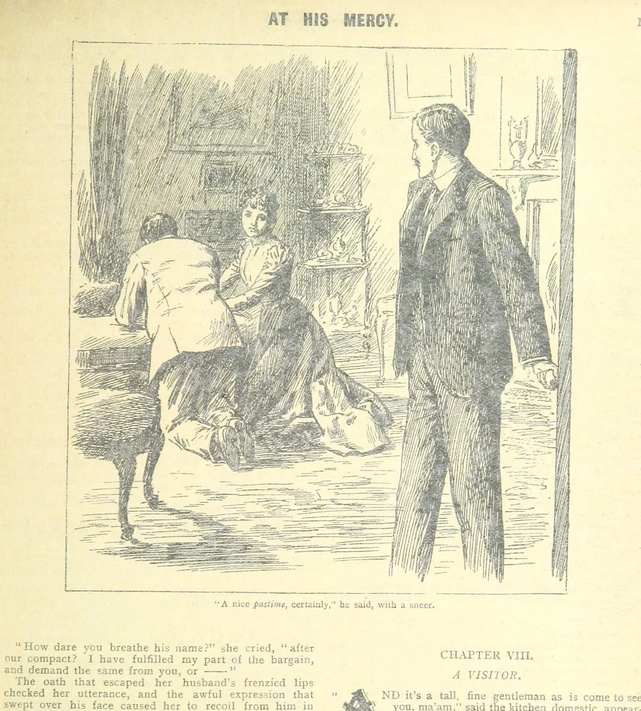 An illustration from Thrilling Life Stories for the Masses, 1892, leaf 79