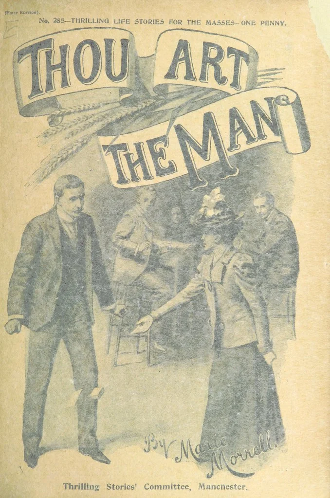 An illustration from Thrilling Life Stories for the Masses, 1892, leaf 87