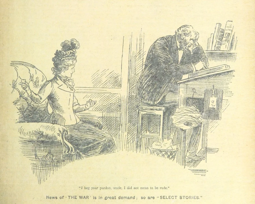 An illustration from Thrilling Life Stories for the Masses, 1892, leaf 9