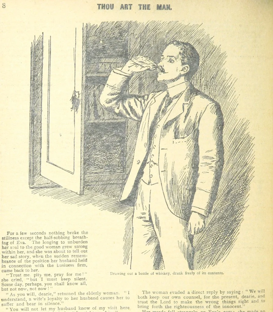An illustration from Thrilling Life Stories for the Masses, 1892, leaf 96
