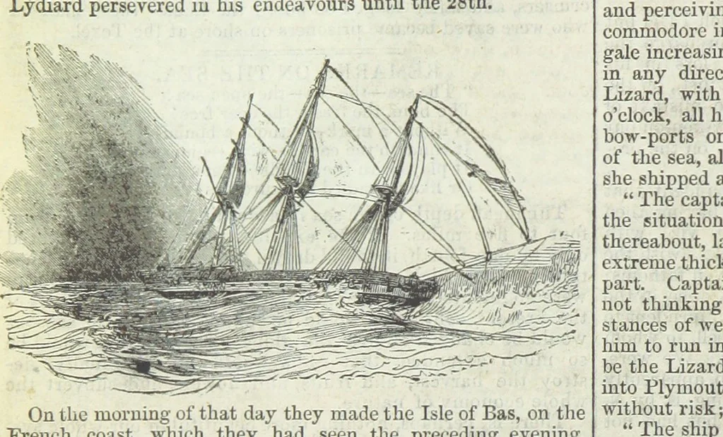 An illustration from Tales of Shipwrecks and Adventures at Sea: ... with celebrated voyages, amusing tales ... and ... anecdotes. Illustrated with ... engravings ... Edited by J. L. No. 1-59, 1846, leaf 104