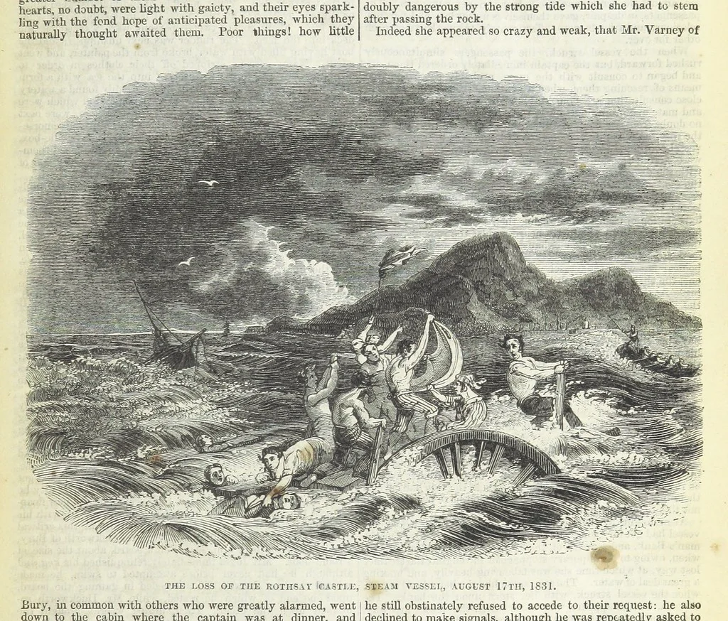 An illustration from Tales of Shipwrecks and Adventures at Sea: ... with celebrated voyages, amusing tales ... and ... anecdotes. Illustrated with ... engravings ... Edited by J. L. No. 1-59, 1846, leaf 105
