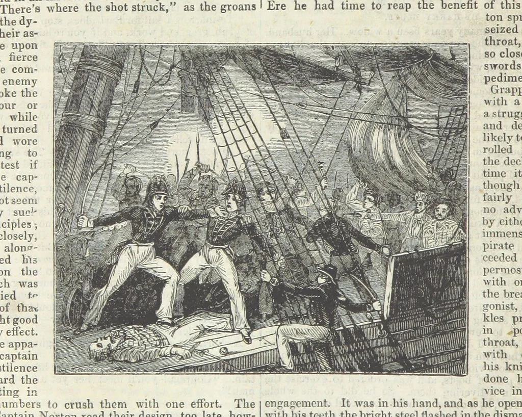 An illustration from Tales of Shipwrecks and Adventures at Sea: ... with celebrated voyages, amusing tales ... and ... anecdotes. Illustrated with ... engravings ... Edited by J. L. No. 1-59, 1846, leaf 108