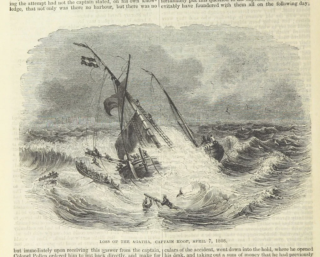 An illustration from Tales of Shipwrecks and Adventures at Sea: ... with celebrated voyages, amusing tales ... and ... anecdotes. Illustrated with ... engravings ... Edited by J. L. No. 1-59, 1846, leaf 136
