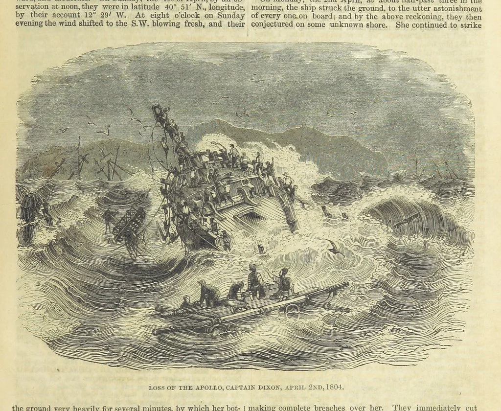An illustration from Tales of Shipwrecks and Adventures at Sea: ... with celebrated voyages, amusing tales ... and ... anecdotes. Illustrated with ... engravings ... Edited by J. L. No. 1-59, 1846, leaf 145