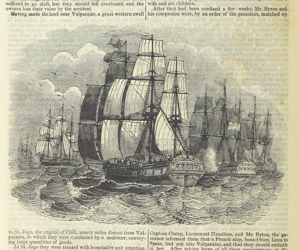 An illustration from Tales of Shipwrecks and Adventures at Sea: ... with celebrated voyages, amusing tales ... and ... anecdotes. Illustrated with ... engravings ... Edited by J. L. No. 1-59, 1846, leaf 168