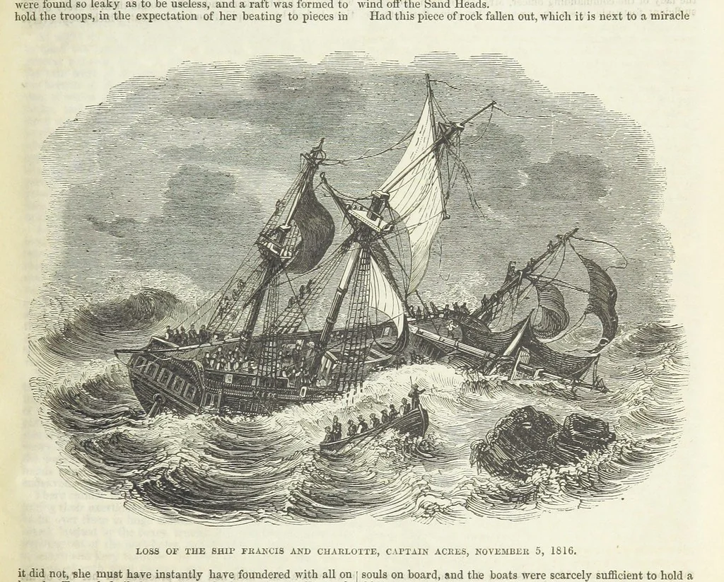 An illustration from Tales of Shipwrecks and Adventures at Sea: ... with celebrated voyages, amusing tales ... and ... anecdotes. Illustrated with ... engravings ... Edited by J. L. No. 1-59, 1846, leaf 241