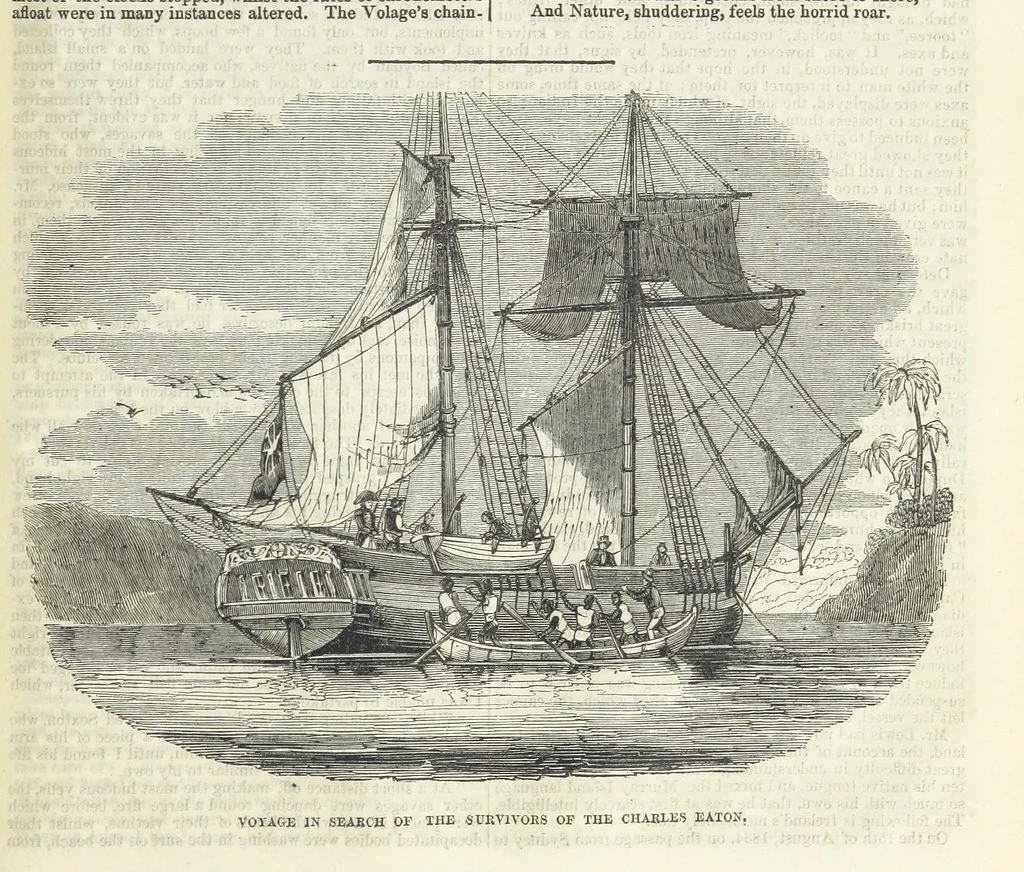 An illustration from Tales of Shipwrecks and Adventures at Sea: ... with celebrated voyages, amusing tales ... and ... anecdotes. Illustrated with ... engravings ... Edited by J. L. No. 1-59, 1846, leaf 265