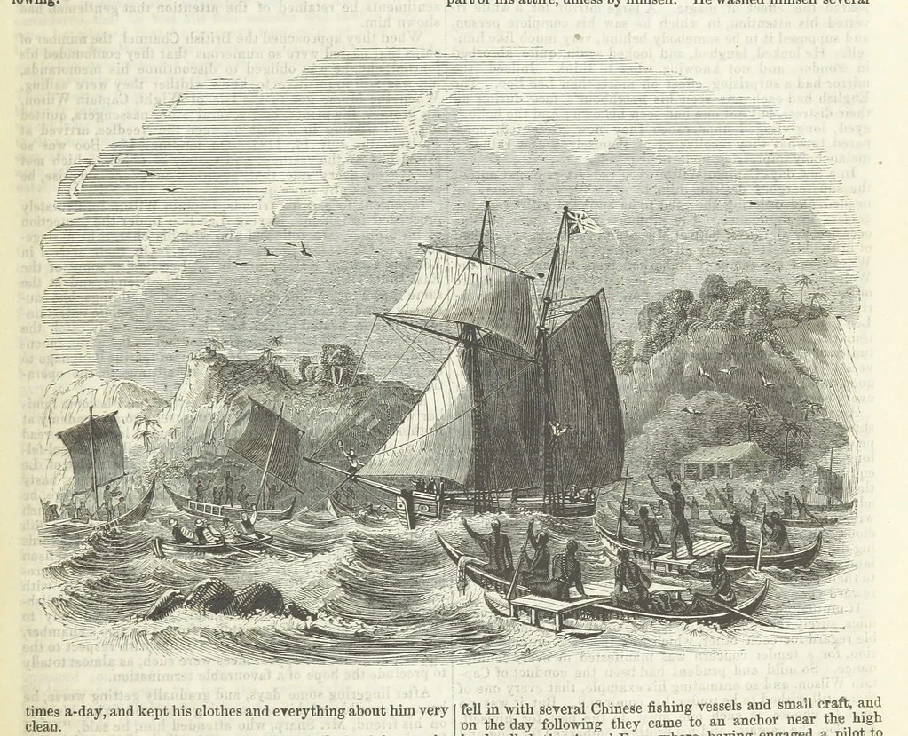 An illustration from Tales of Shipwrecks and Adventures at Sea: ... with celebrated voyages, amusing tales ... and ... anecdotes. Illustrated with ... engravings ... Edited by J. L. No. 1-59, 1846, leaf 281