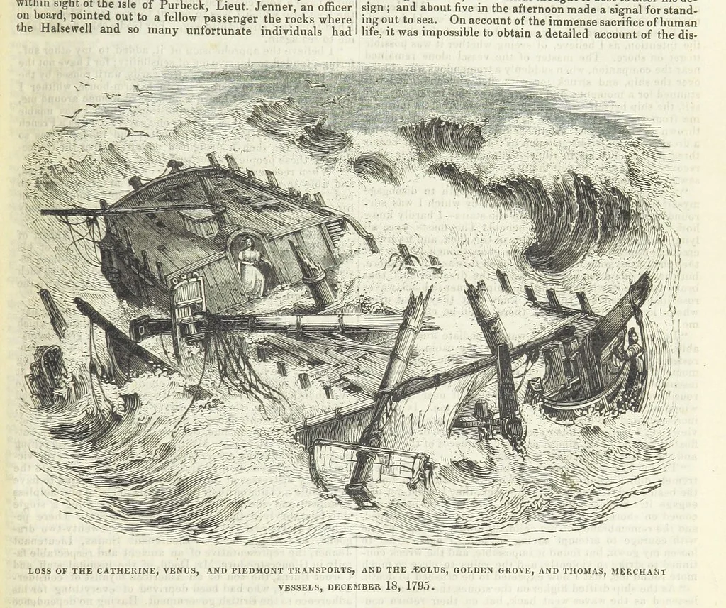 An illustration from Tales of Shipwrecks and Adventures at Sea: ... with celebrated voyages, amusing tales ... and ... anecdotes. Illustrated with ... engravings ... Edited by J. L. No. 1-59, 1846, leaf 297