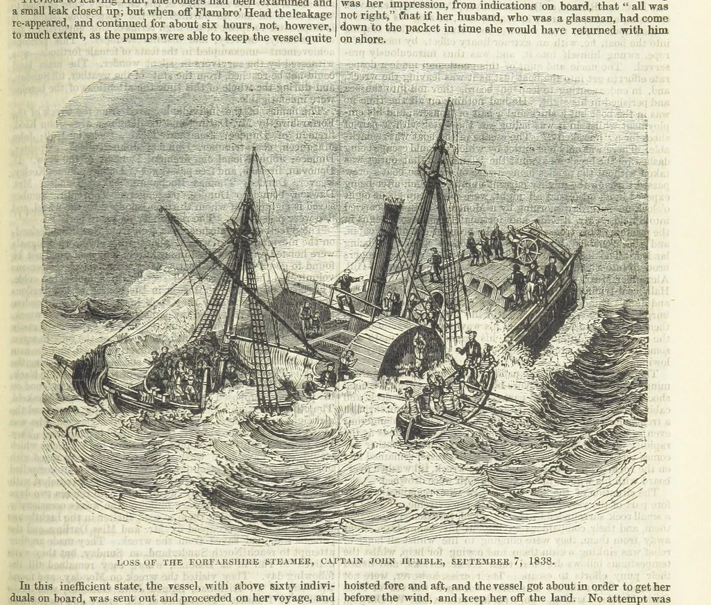 An illustration from Tales of Shipwrecks and Adventures at Sea: ... with celebrated voyages, amusing tales ... and ... anecdotes. Illustrated with ... engravings ... Edited by J. L. No. 1-59, 1846, leaf 377