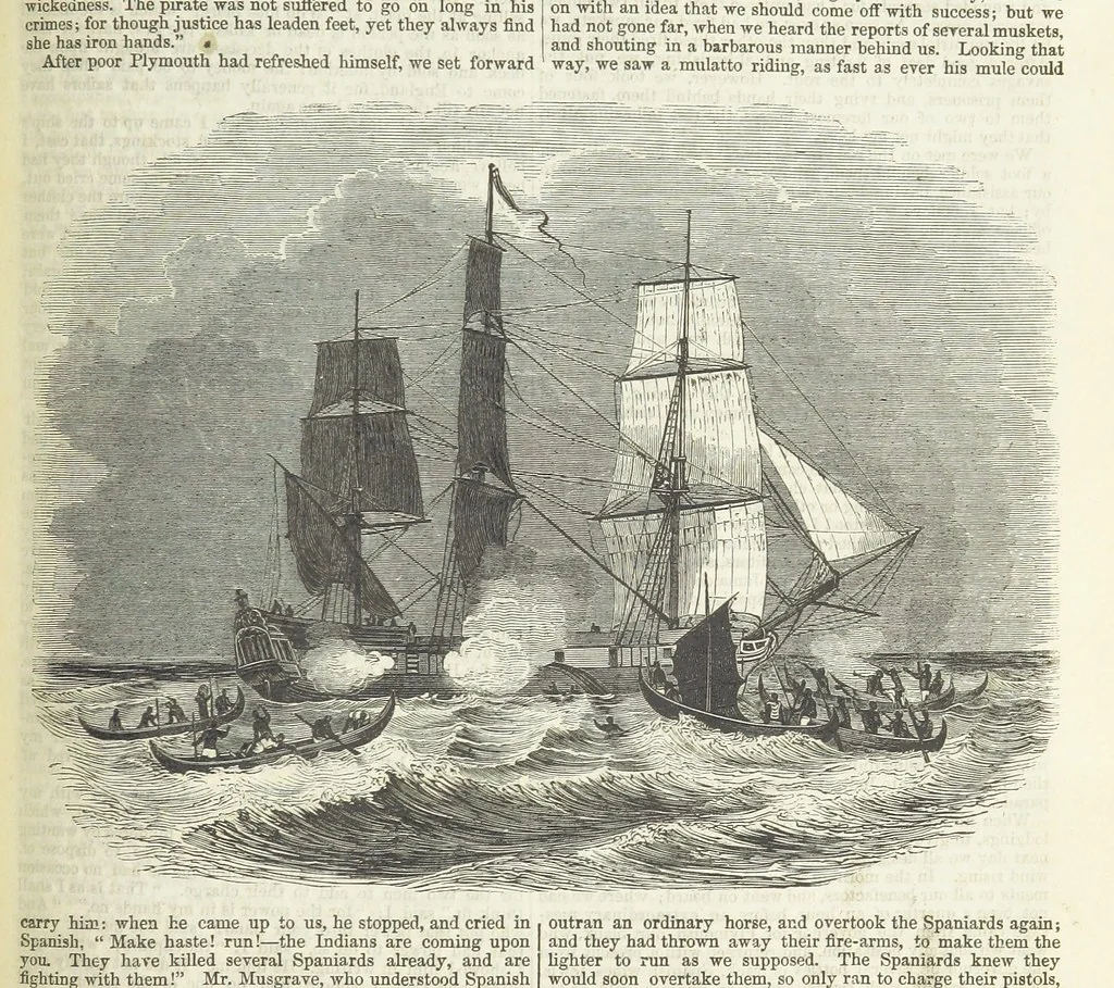 An illustration from Tales of Shipwrecks and Adventures at Sea: ... with celebrated voyages, amusing tales ... and ... anecdotes. Illustrated with ... engravings ... Edited by J. L. No. 1-59, 1846, leaf 489