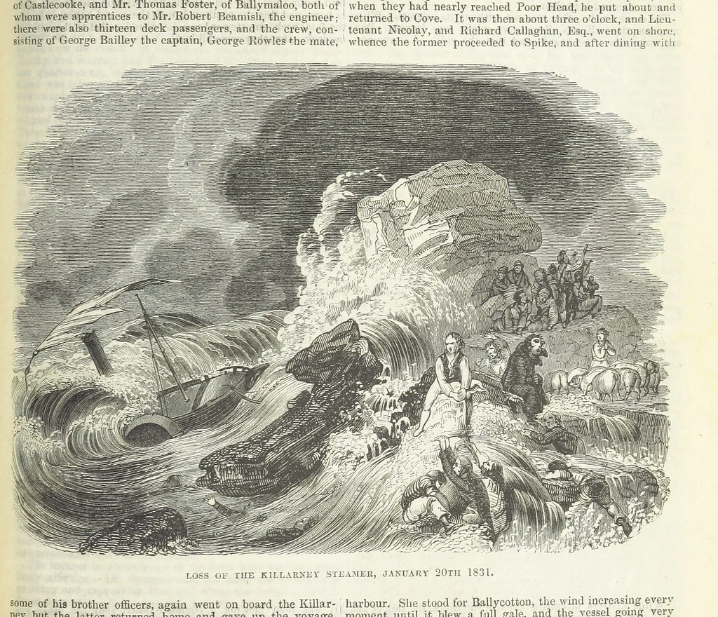 An illustration from Tales of Shipwrecks and Adventures at Sea: ... with celebrated voyages, amusing tales ... and ... anecdotes. Illustrated with ... engravings ... Edited by J. L. No. 1-59, 1846, leaf 497
