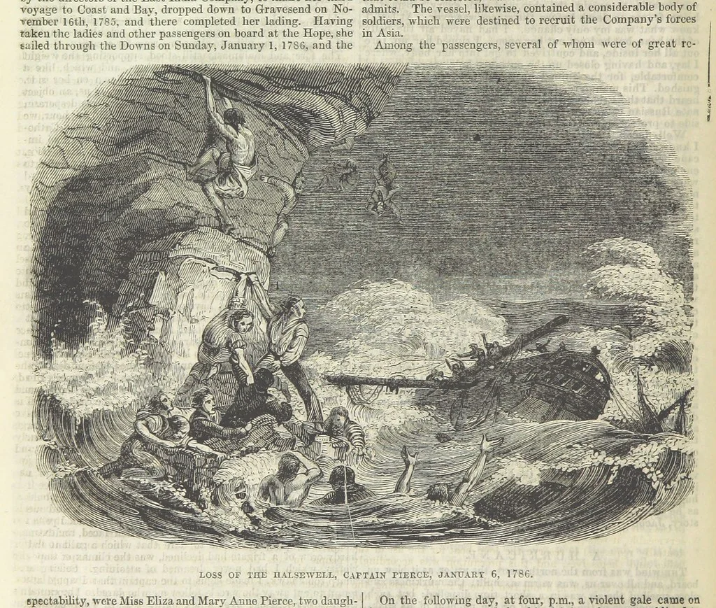 An illustration from Tales of Shipwrecks and Adventures at Sea: ... with celebrated voyages, amusing tales ... and ... anecdotes. Illustrated with ... engravings ... Edited by J. L. No. 1-59, 1846, leaf 56