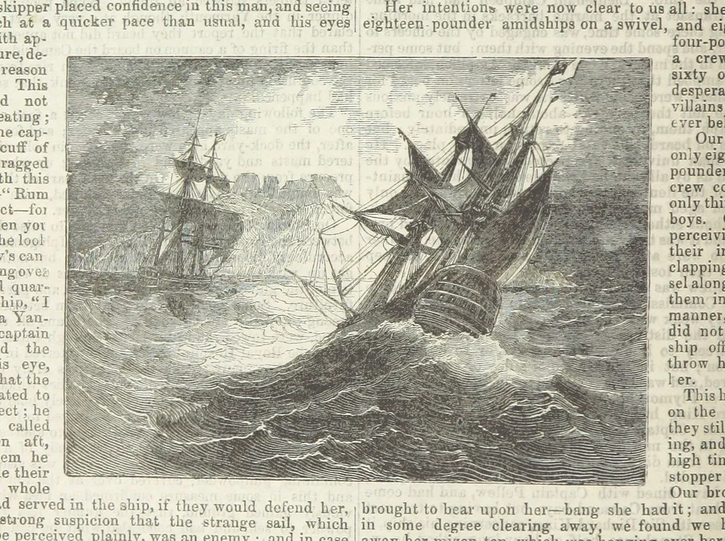 An illustration from Tales of Shipwrecks and Adventures at Sea: ... with celebrated voyages, amusing tales ... and ... anecdotes. Illustrated with ... engravings ... Edited by J. L. No. 1-59, 1846, leaf 564