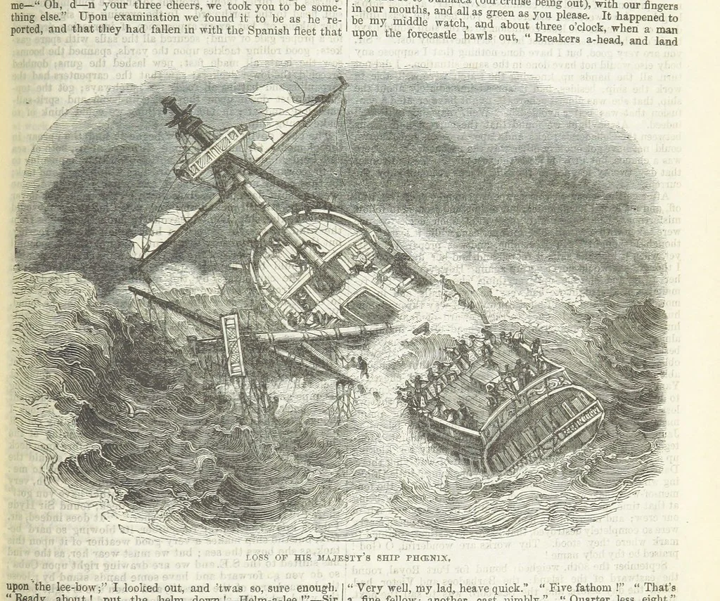 An illustration from Tales of Shipwrecks and Adventures at Sea: ... with celebrated voyages, amusing tales ... and ... anecdotes. Illustrated with ... engravings ... Edited by J. L. No. 1-59, 1846, leaf 569