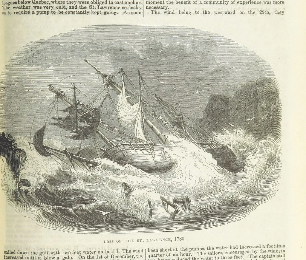 An illustration from Tales of Shipwrecks and Adventures at Sea: ... with celebrated voyages, amusing tales ... and ... anecdotes. Illustrated with ... engravings ... Edited by J. L. No. 1-59, 1846, leaf 577