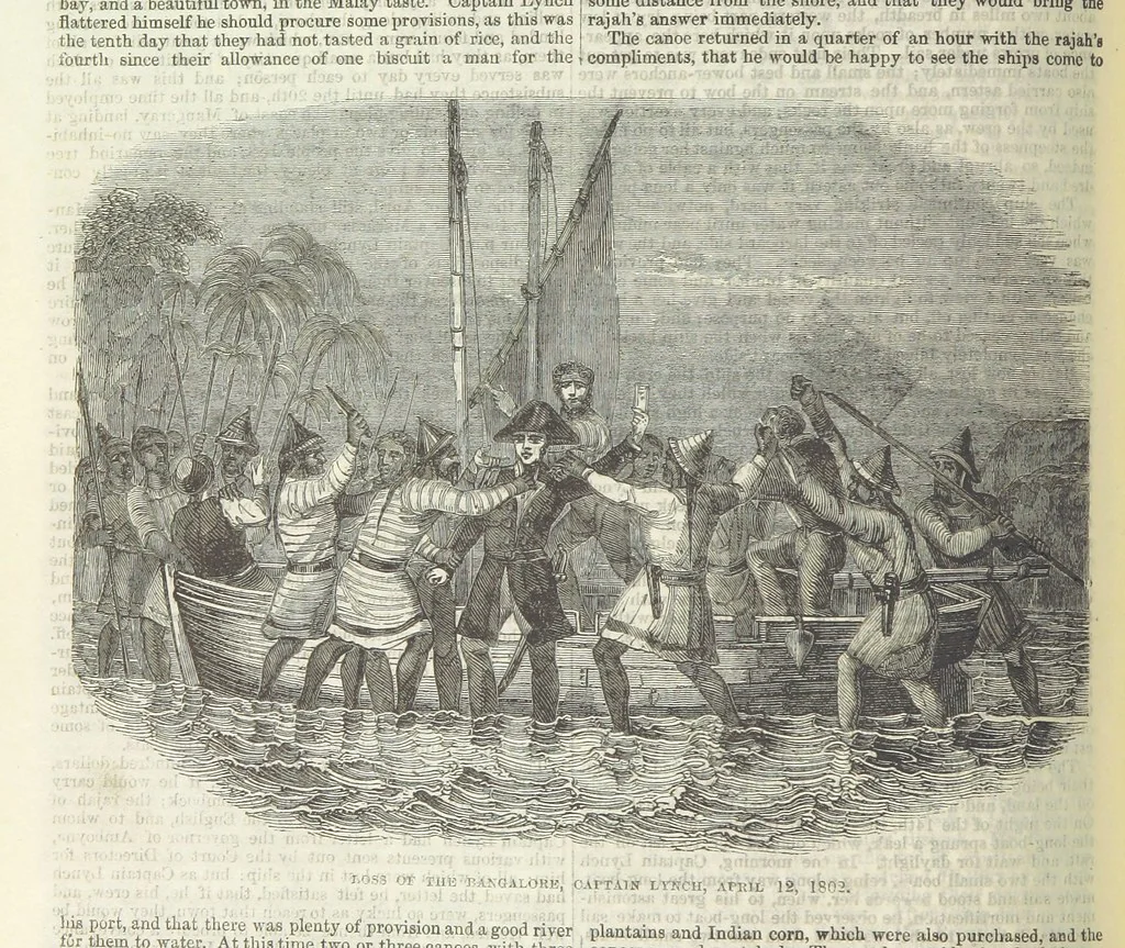 An illustration from Tales of Shipwrecks and Adventures at Sea: ... with celebrated voyages, amusing tales ... and ... anecdotes. Illustrated with ... engravings ... Edited by J. L. No. 1-59, 1846, leaf 584