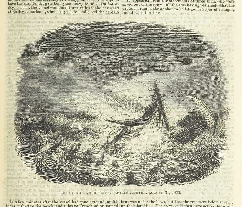An illustration from Tales of Shipwrecks and Adventures at Sea: ... with celebrated voyages, amusing tales ... and ... anecdotes. Illustrated with ... engravings ... Edited by J. L. No. 1-59, 1846, leaf 697