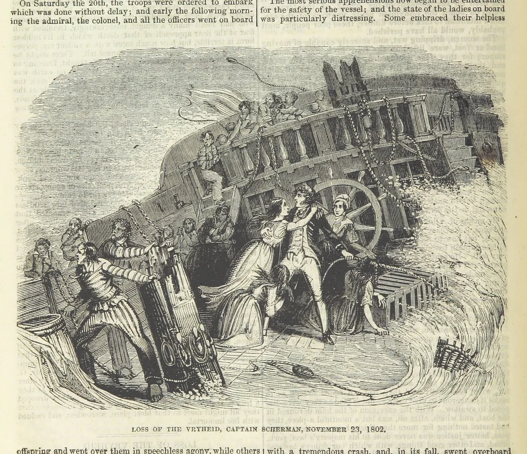 An illustration from Tales of Shipwrecks and Adventures at Sea: ... with celebrated voyages, amusing tales ... and ... anecdotes. Illustrated with ... engravings ... Edited by J. L. No. 1-59, 1846, leaf 72