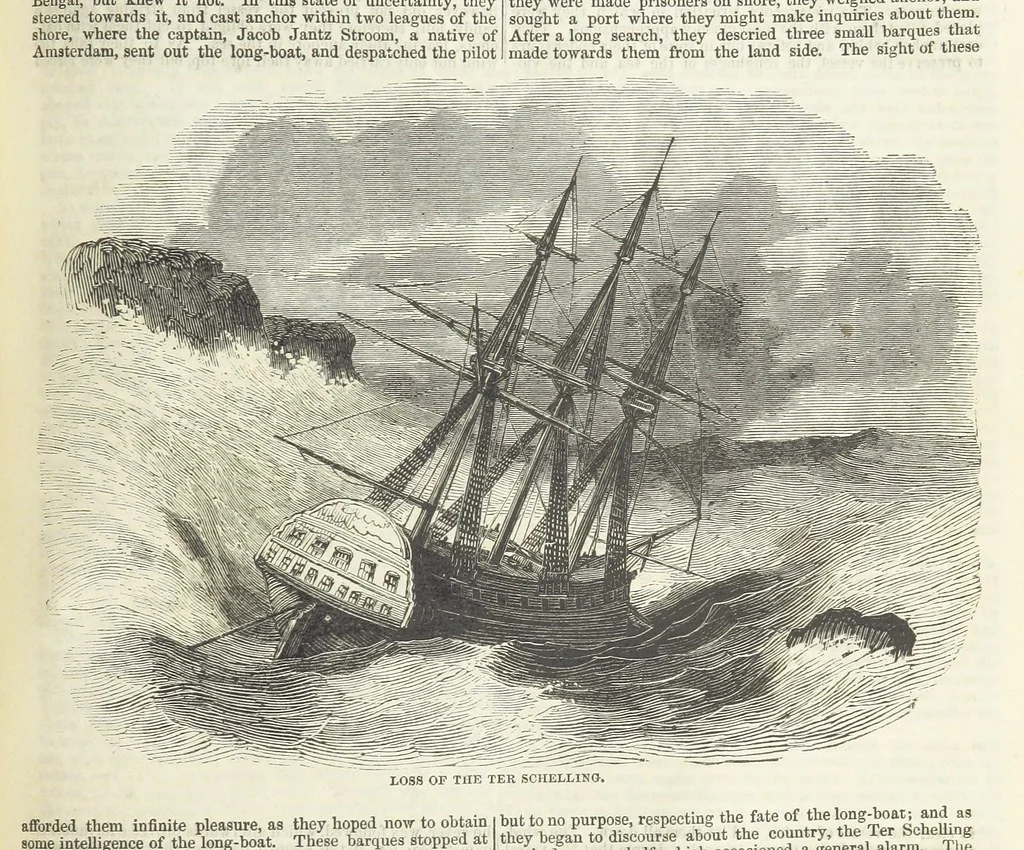 An illustration from Tales of Shipwrecks and Adventures at Sea: ... with celebrated voyages, amusing tales ... and ... anecdotes. Illustrated with ... engravings ... Edited by J. L. No. 1-59, 1846, leaf 721