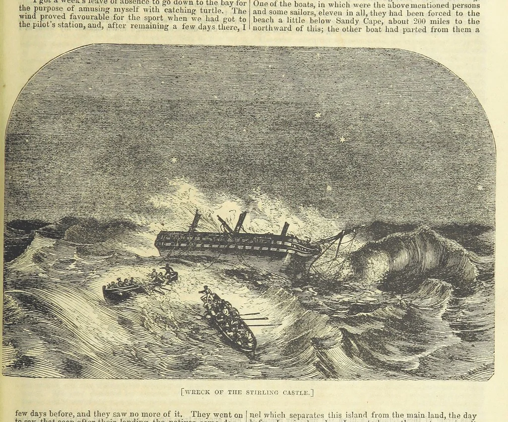 An illustration from Tales of Shipwrecks and Adventures at Sea: ... with celebrated voyages, amusing tales ... and ... anecdotes. Illustrated with ... engravings ... Edited by J. L. No. 1-59, 1846, leaf 897