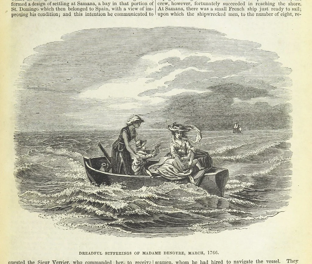 An illustration from Tales of Shipwrecks and Adventures at Sea: ... with celebrated voyages, amusing tales ... and ... anecdotes. Illustrated with ... engravings ... Edited by J. L. No. 1-59, 1846, leaf 97