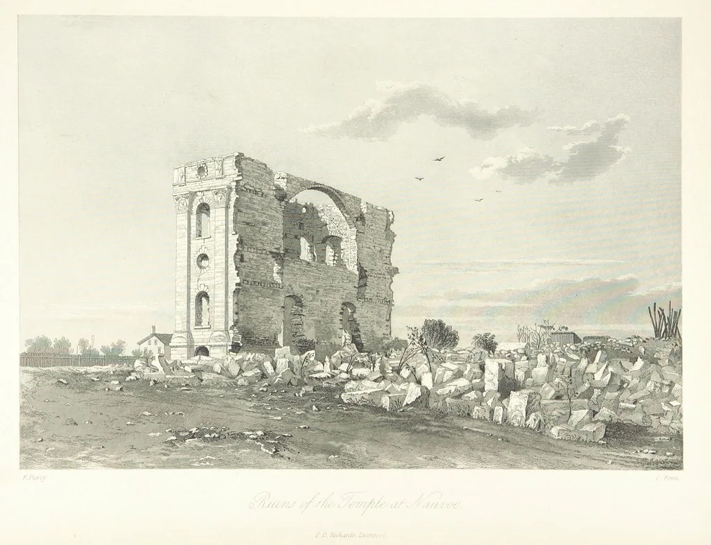 An illustration from Route from Liverpool to Great Salt Lake Valley illustrated ... from sketches ... by Frederick Piercy, and containing a map of the overland portion of the journey. Edited by J. Linforth. [With plates, including portraits, 1855, leaf 129