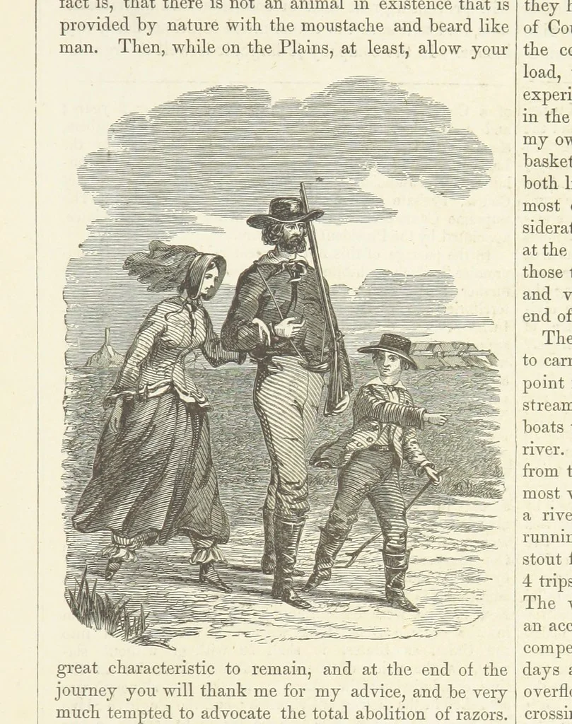 An illustration from Route from Liverpool to Great Salt Lake Valley illustrated ... from sketches ... by Frederick Piercy, and containing a map of the overland portion of the journey. Edited by J. Linforth. [With plates, including portraits, 1855, leaf 177