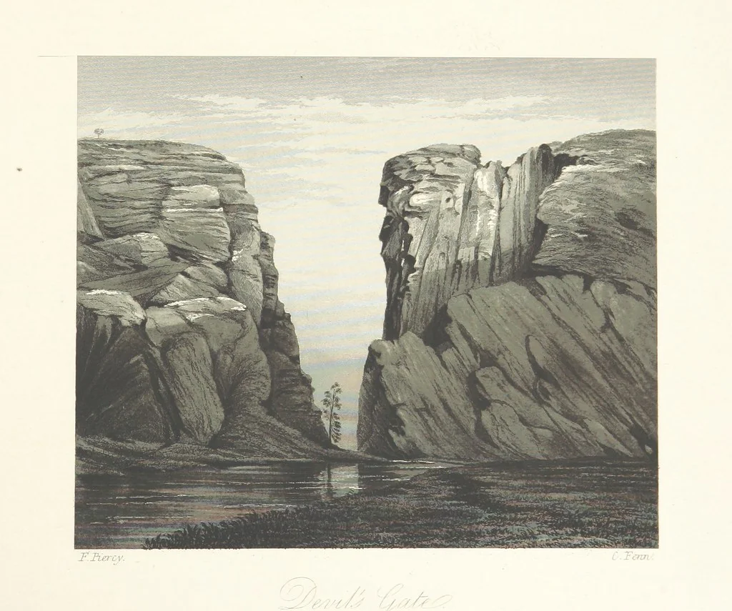 An illustration from Route from Liverpool to Great Salt Lake Valley illustrated ... from sketches ... by Frederick Piercy, and containing a map of the overland portion of the journey. Edited by J. Linforth. [With plates, including portraits, 1855, leaf 209