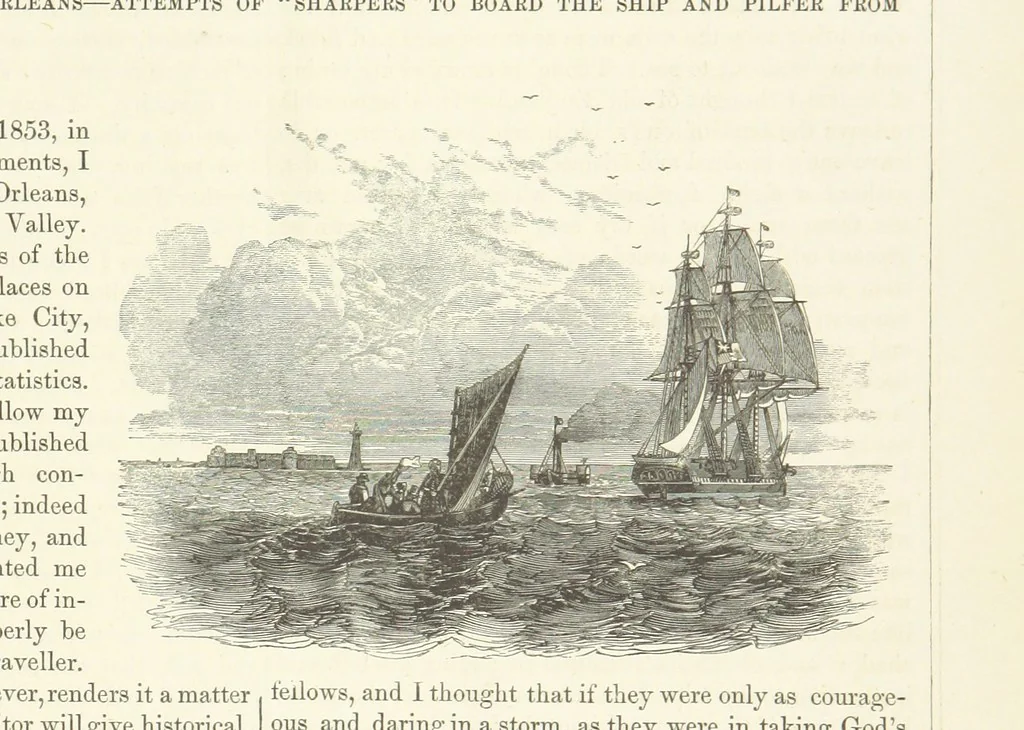 An illustration from Route from Liverpool to Great Salt Lake Valley illustrated ... from sketches ... by Frederick Piercy, and containing a map of the overland portion of the journey. Edited by J. Linforth. [With plates, including portraits, 1855, leaf 53