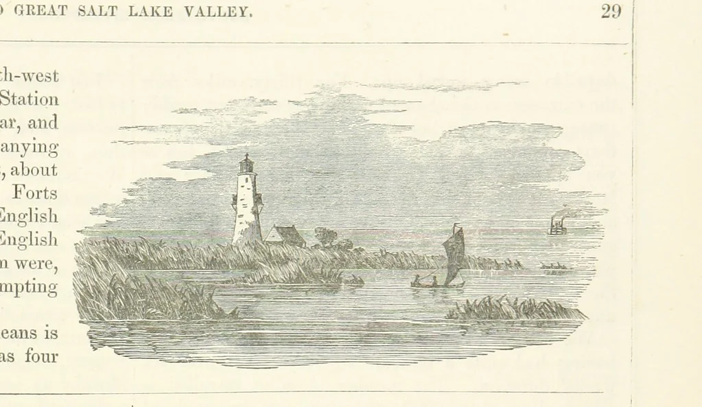 An illustration from Route from Liverpool to Great Salt Lake Valley illustrated ... from sketches ... by Frederick Piercy, and containing a map of the overland portion of the journey. Edited by J. Linforth. [With plates, including portraits, 1855, leaf 63
