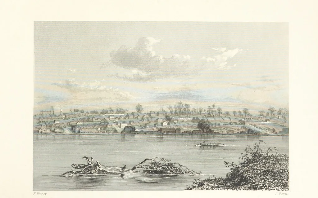 An illustration from Route from Liverpool to Great Salt Lake Valley illustrated ... from sketches ... by Frederick Piercy, and containing a map of the overland portion of the journey. Edited by J. Linforth. [With plates, including portraits, 1855, leaf 93