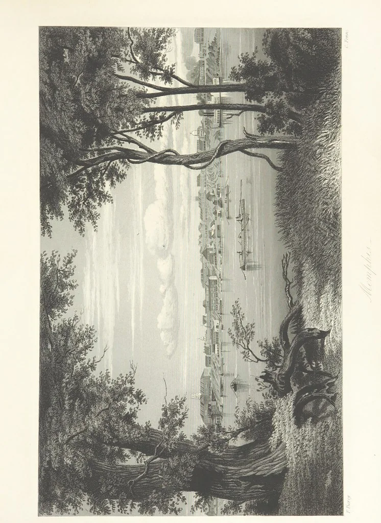An illustration from Route from Liverpool to Great Salt Lake Valley illustrated ... from sketches ... by Frederick Piercy, and containing a map of the overland portion of the journey. Edited by J. Linforth. [With plates, including portraits, 1855, leaf 99