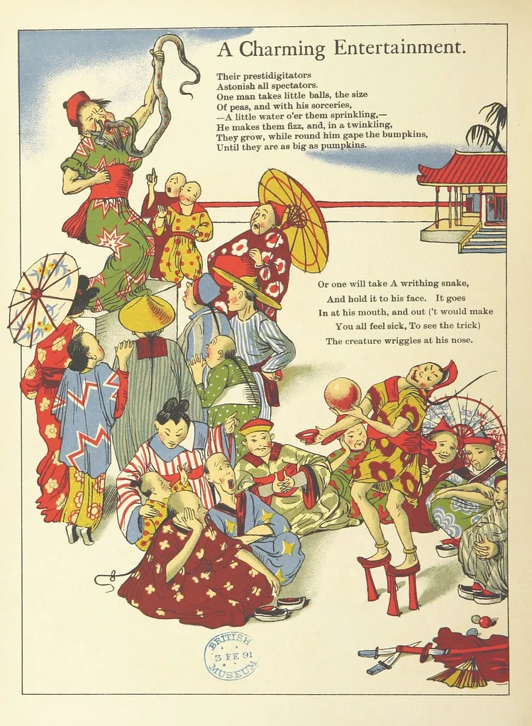 An illustration from John Chinaman. Description versified by R. L, 1891, leaf 20