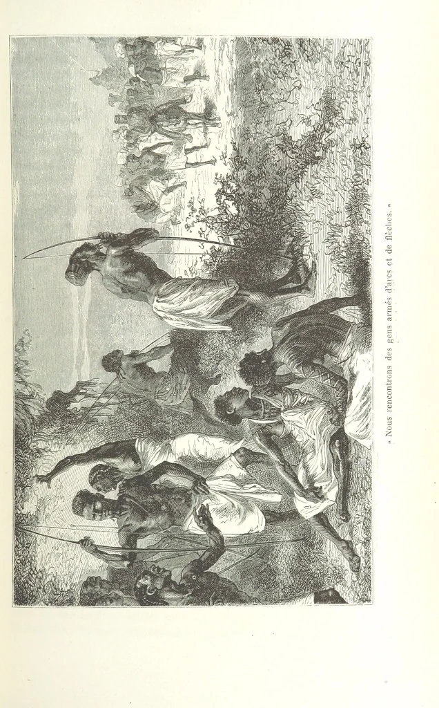 An illustration from Dernier Journal du docteur David Livingstone relatant des explorations et découvertes de 1866 à 1873, suivi du récit de ses derniers moments rédigé d'après le rapport de ... Chouma et Souzi par H. Waller. ... Ouvrage traduit de l'anglais ... par Mme. H. Loreau et contenant 60 gravures et 4 cartes, 1876, leaf 155