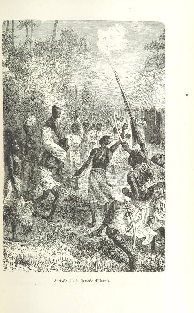 An illustration from Dernier Journal du docteur David Livingstone relatant des explorations et découvertes de 1866 à 1873, suivi du récit de ses derniers moments rédigé d'après le rapport de ... Chouma et Souzi par H. Waller. ... Ouvrage traduit de l'anglais ... par Mme. H. Loreau et contenant 60 gravures et 4 cartes, 1876, leaf 271