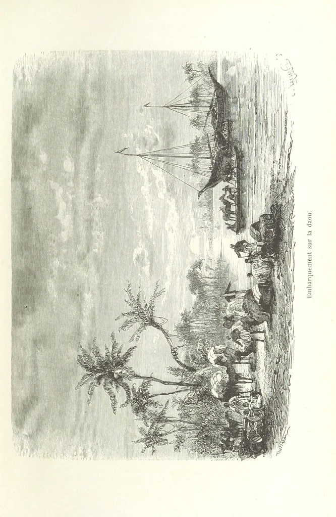An illustration from Dernier Journal du docteur David Livingstone relatant des explorations et découvertes de 1866 à 1873, suivi du récit de ses derniers moments rédigé d'après le rapport de ... Chouma et Souzi par H. Waller. ... Ouvrage traduit de l'anglais ... par Mme. H. Loreau et contenant 60 gravures et 4 cartes, 1876, leaf 33