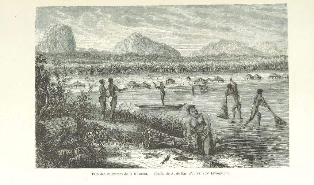 An illustration from Explorations du Zambèse et de ses affluents ... Ouvrage traduit de l'Anglais ... par Mme H. Loreau, contenant 47 gravures et 4 cartes, 1866, leaf 381