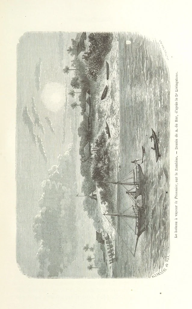 An illustration from Explorations du Zambèse et de ses affluents ... Ouvrage traduit de l'Anglais ... par Mme H. Loreau, contenant 47 gravures et 4 cartes, 1866, leaf 385