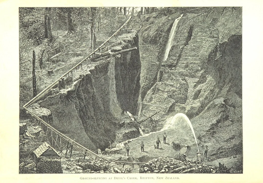 An illustration from Gold: its occurrence and extraction. Embracing the geographical and geological distribution ... of gold-bearing rocks; ... a bibliography of the subject; and a glossary of English and foreign technical terms ... With ... maps, etc, 1882, leaf 10