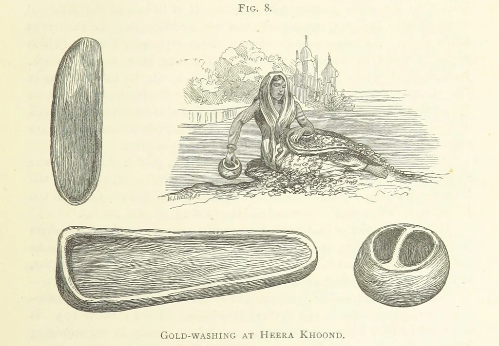 An illustration from Gold: its occurrence and extraction. Embracing the geographical and geological distribution ... of gold-bearing rocks; ... a bibliography of the subject; and a glossary of English and foreign technical terms ... With ... maps, etc, 1882, leaf 367