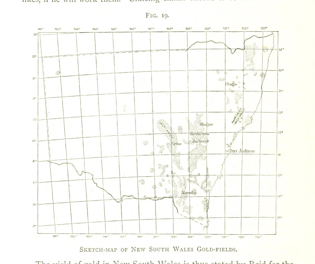 An illustration from Gold: its occurrence and extraction. Embracing the geographical and geological distribution ... of gold-bearing rocks; ... a bibliography of the subject; and a glossary of English and foreign technical terms ... With ... maps, etc, 1882, leaf 530