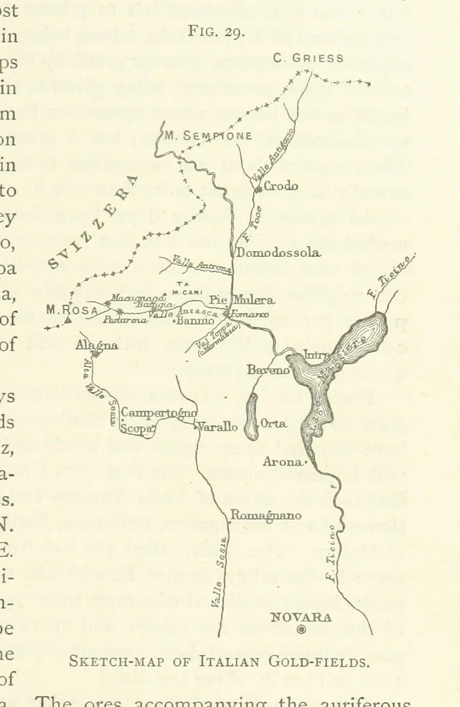An illustration from Gold: its occurrence and extraction. Embracing the geographical and geological distribution ... of gold-bearing rocks; ... a bibliography of the subject; and a glossary of English and foreign technical terms ... With ... maps, etc, 1882, leaf 771