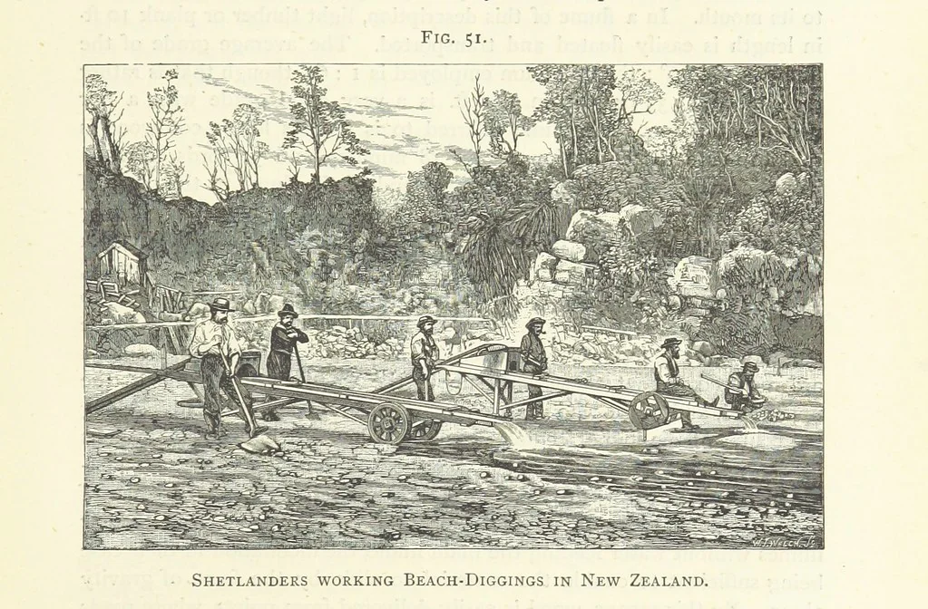 An illustration from Gold: its occurrence and extraction. Embracing the geographical and geological distribution ... of gold-bearing rocks; ... a bibliography of the subject; and a glossary of English and foreign technical terms ... With ... maps, etc, 1882, leaf 949