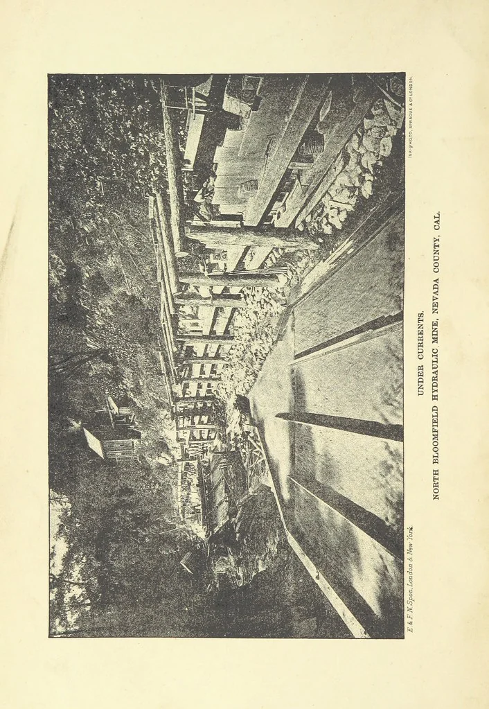An illustration from Practical Gold-Mining: a comprehensive treatise on ... gold-bearing gravels, rocks and ores, and the methods by which the gold is extracted ... With ... plates, etc. [With a bibliography, 1889, leaf 14