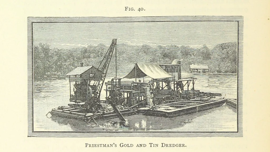 An illustration from Practical Gold-Mining: a comprehensive treatise on ... gold-bearing gravels, rocks and ores, and the methods by which the gold is extracted ... With ... plates, etc. [With a bibliography, 1889, leaf 248