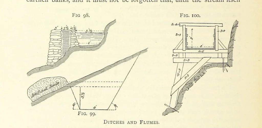 An illustration from Practical Gold-Mining: a comprehensive treatise on ... gold-bearing gravels, rocks and ores, and the methods by which the gold is extracted ... With ... plates, etc. [With a bibliography, 1889, leaf 356