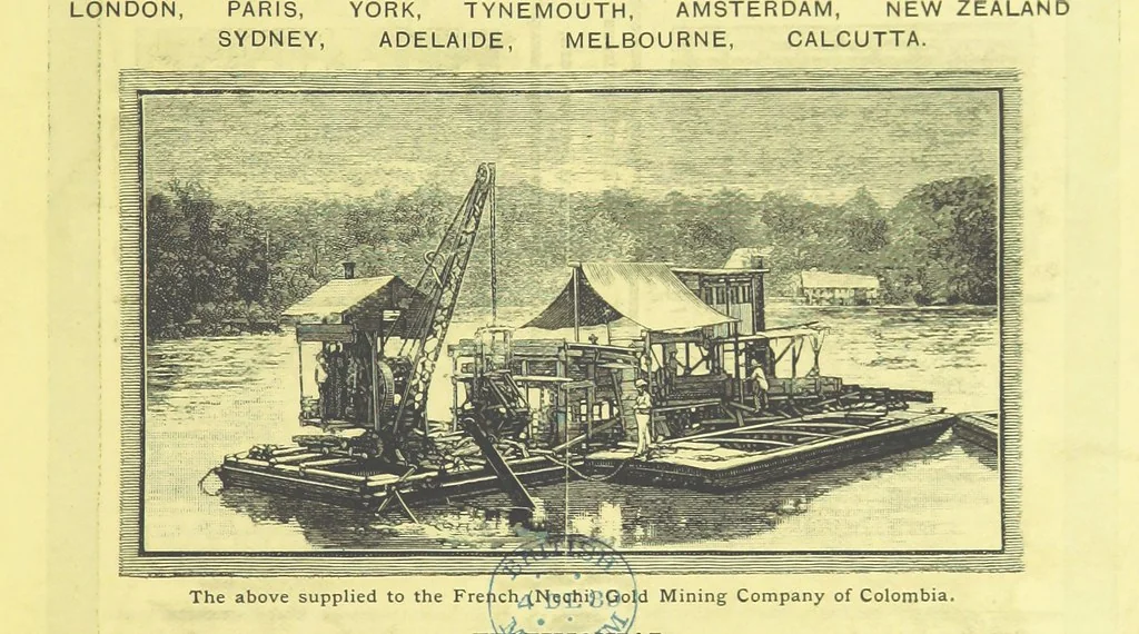 An illustration from Practical Gold-Mining: a comprehensive treatise on ... gold-bearing gravels, rocks and ores, and the methods by which the gold is extracted ... With ... plates, etc. [With a bibliography, 1889, leaf 9